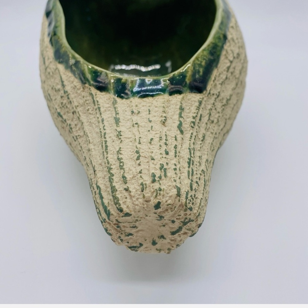 White Winter Gourd Green Glazed Ceramic Pottery Bowl Planter Fall Decor 9” - Picture 5 of 9